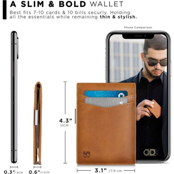 Money Clip Wallet - Mens Wallets slim Front Pocket RFID Blocking - Picture 3 of 6